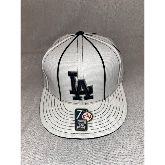 American Needle Cooperstown Collection MLB LA Dodgers White W/Blue Stripe Hat - Picture 2 of 7
